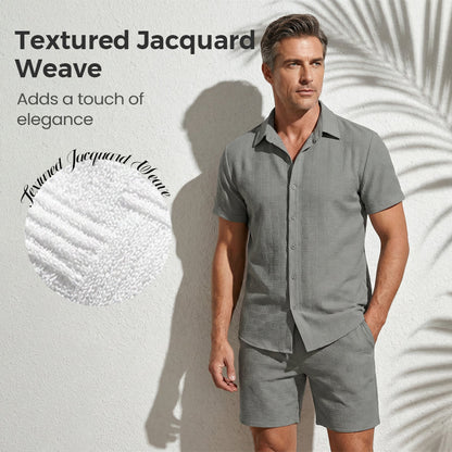 Herrset med Jacquardskjorta och Shorts