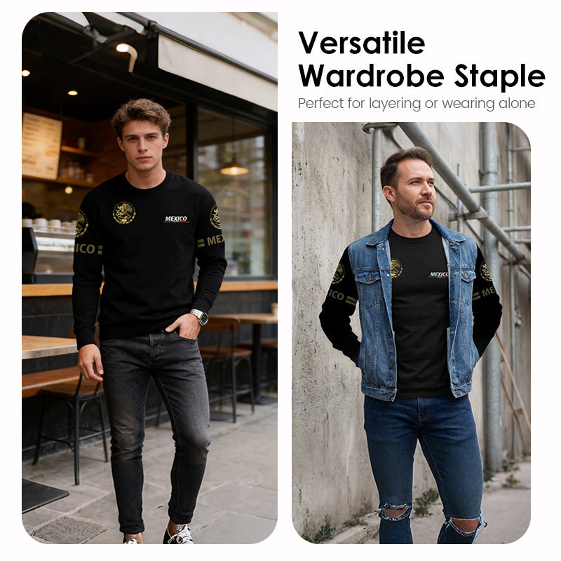 Långärmad T-shirt med rund hals för herr