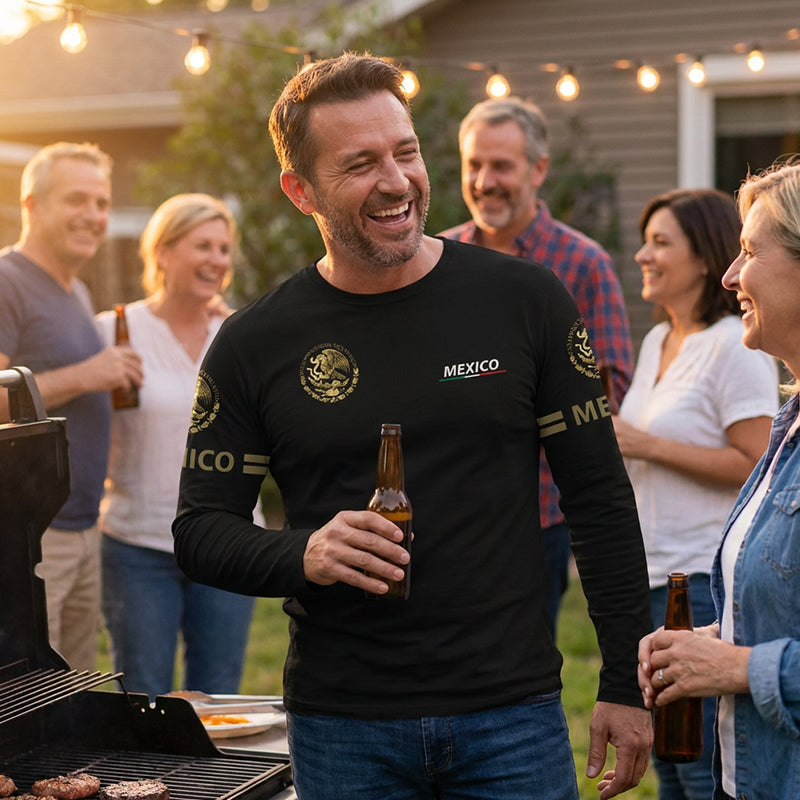 Långärmad T-shirt med rund hals för herr