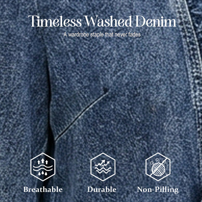 🧥 BEGRÄNSAD TID: 50 % RABATT! ✨ Dammjeansjacka – öppen framsida, volangkant, lätt, klassisk tvätt ✨