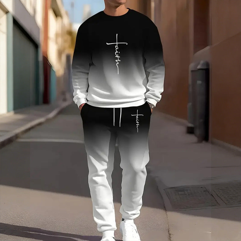 Herrträningsset med rund halsringning och tonade färger