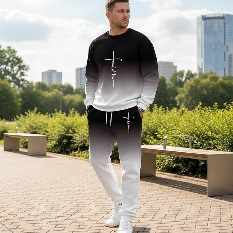 Herrträningsset med rund halsringning och tonade färger