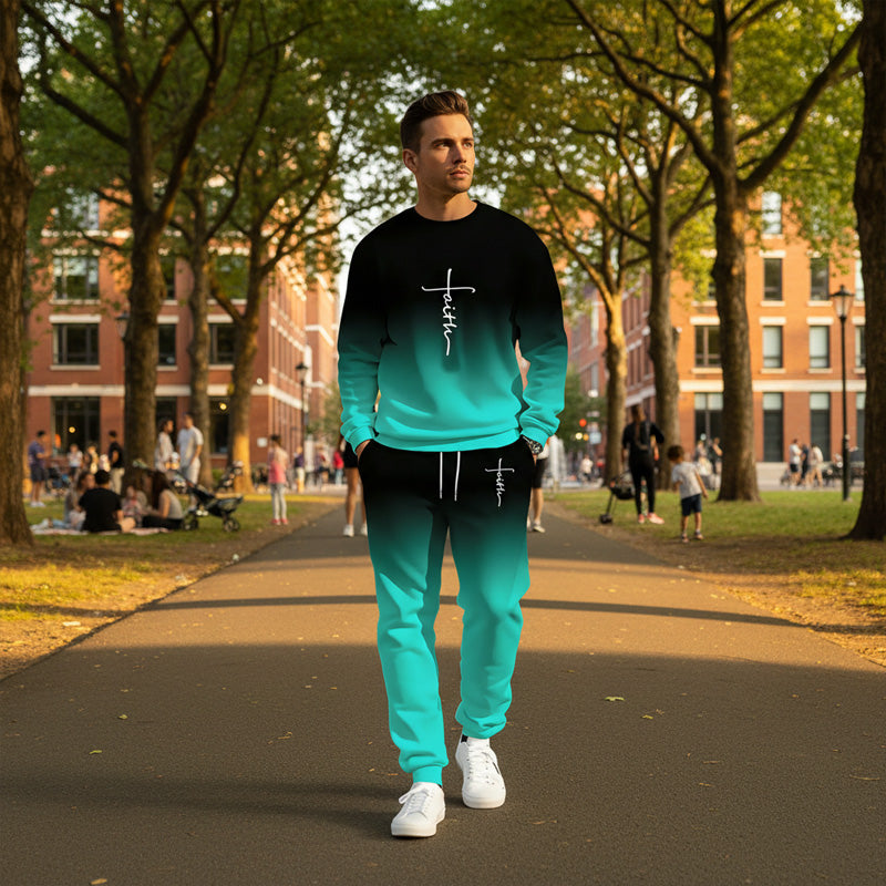 Herrträningsset med rund halsringning och tonade färger