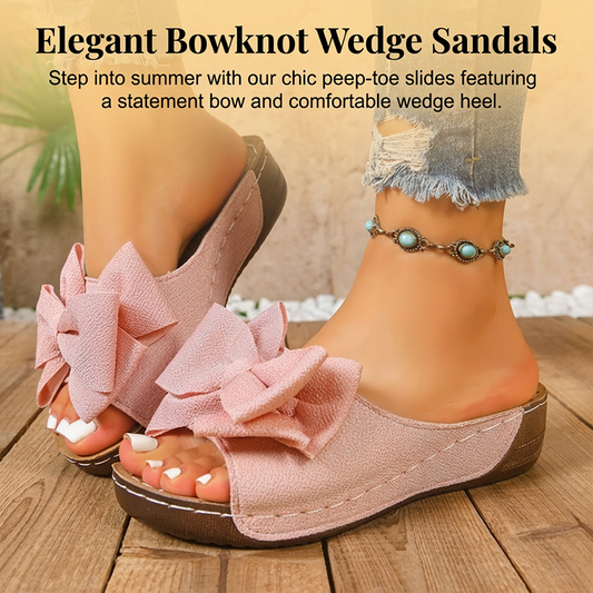 👡 50 % RABATT! 🎀 Tåöppna sandaler med kilklack och rosett för damer – eleganta, bekväma och perfekta för sommaren och festliga tillfällen 🌸
