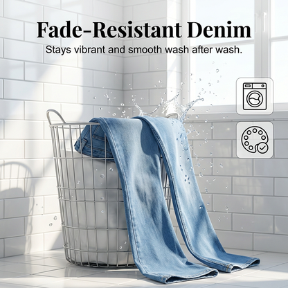 Högmidjade jeans med elastisk vid ben för kvinnor