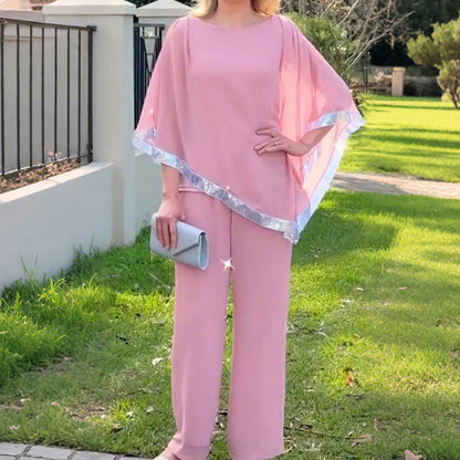 📢📢STOR REA !!⏰Set med elegant ponchotopp med paljettkant och byxor med vida be