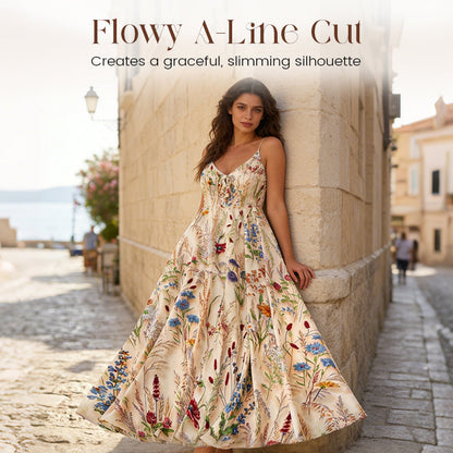 Midi-klänning i stor storlek med blommönster och spaghettiban