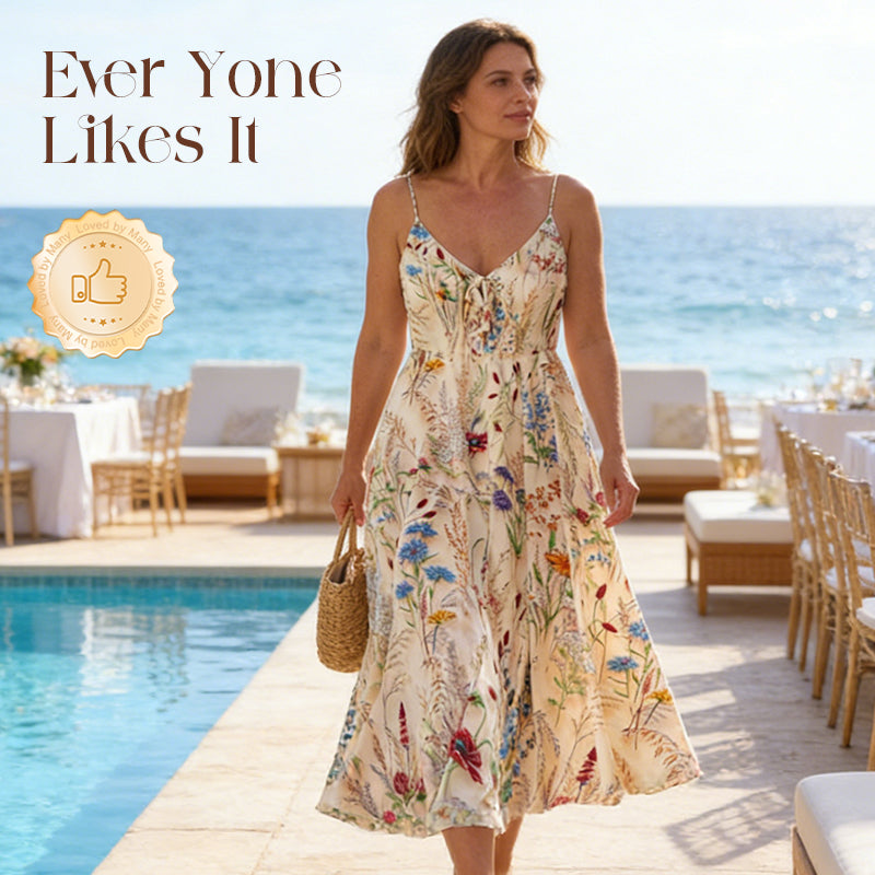 Midi-klänning i stor storlek med blommönster och spaghettiban