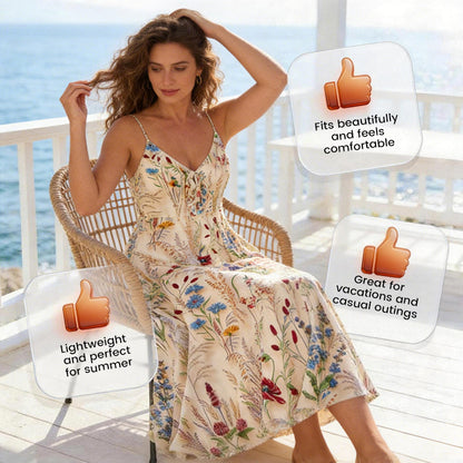 Midi-klänning i stor storlek med blommönster och spaghettiban