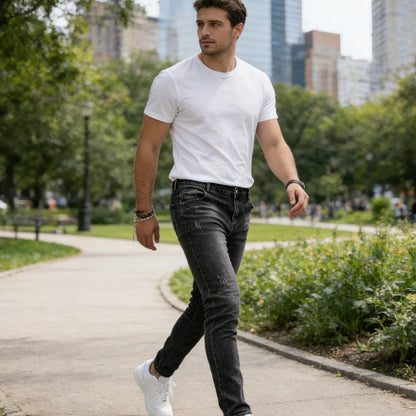 👖 55% RABATT! 🔥 Moderna Stretchjeans i Slim Fit – Vintage-tvättad, Bekväm Stretch & Perfekt för Vardagsbruk 💙