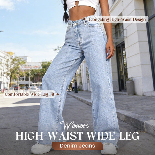 Dammjeans med hög midja och vida ben