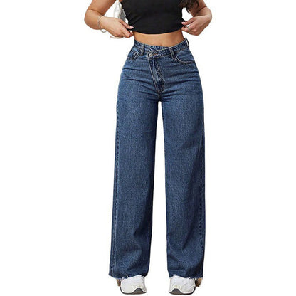 Dammjeans med hög midja och vida ben