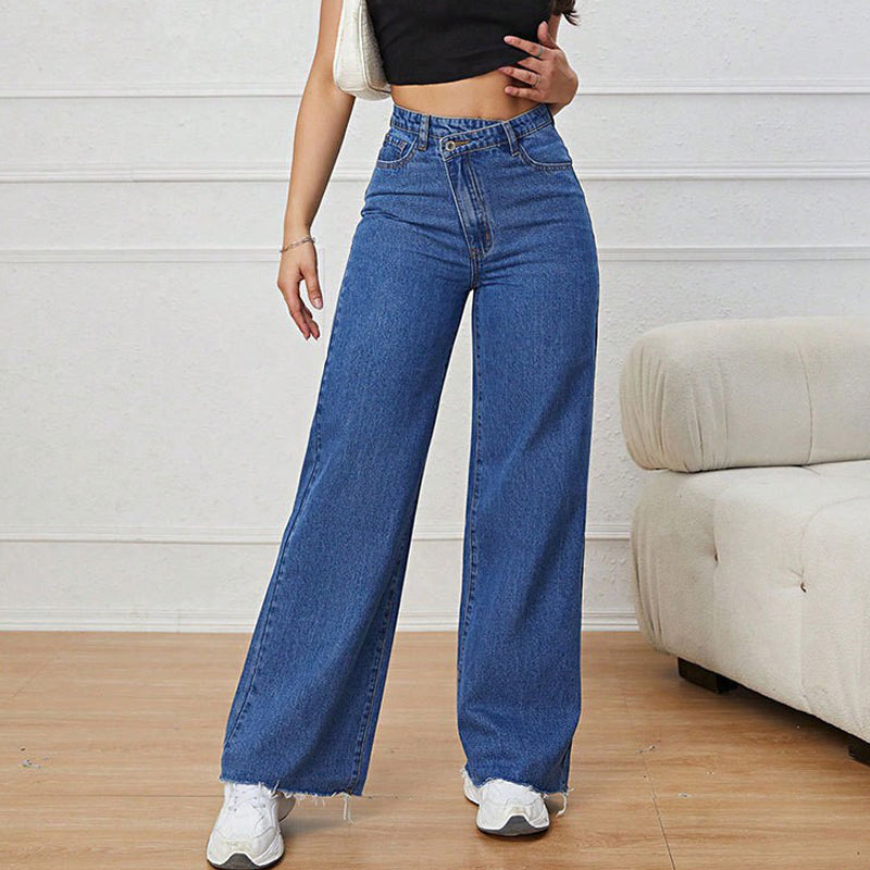 Dammjeans med hög midja och vida ben