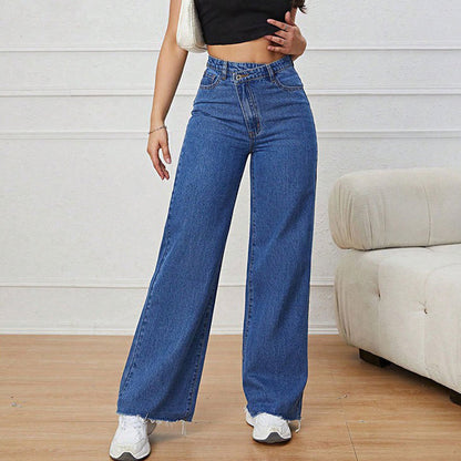 Dammjeans med hög midja och vida ben