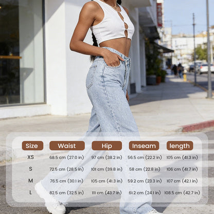 Dammjeans med hög midja och vida ben