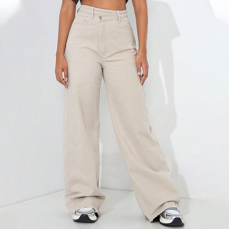 Dammjeans med hög midja och vida ben