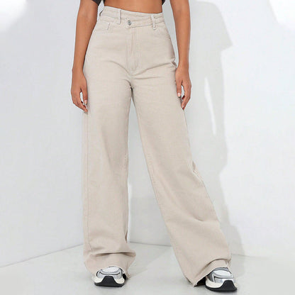 Dammjeans med hög midja och vida ben