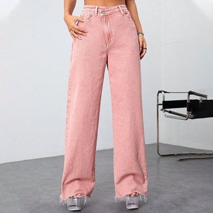 Dammjeans med hög midja och vida ben