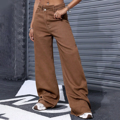 Dammjeans med hög midja och vida ben