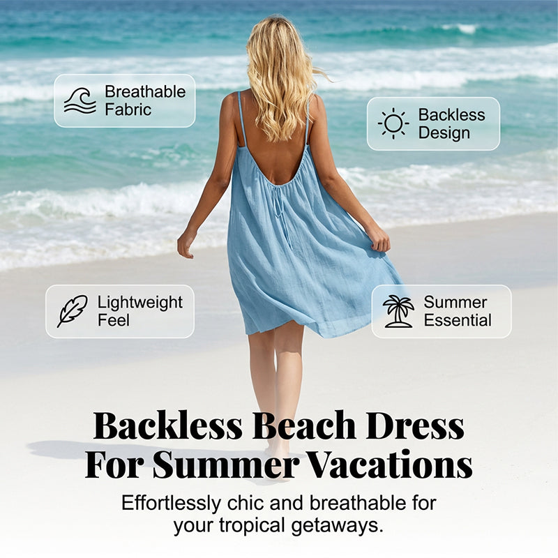 Sexig rygglös cami-klänning med justerbar dragsk