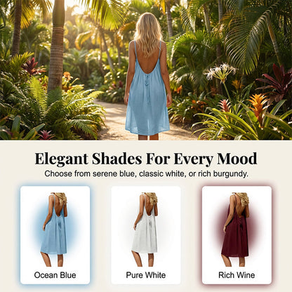 Sexig rygglös cami-klänning med justerbar dragsk