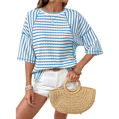 👕 62% RABATT 🌊 | Randig T-shirt – Avslappnad Passform & Mjuk Blandning