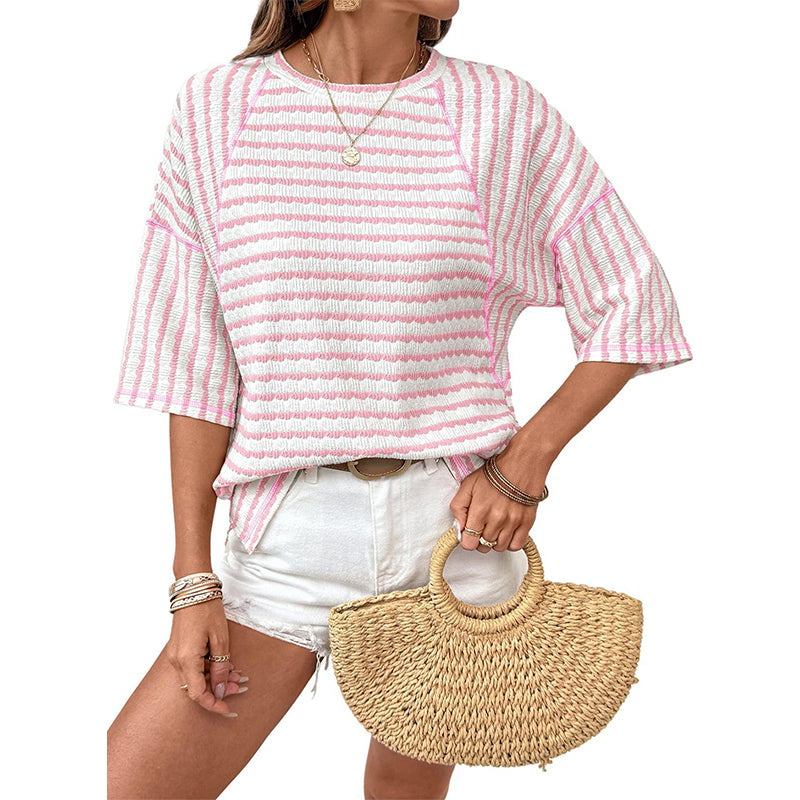 👕 62% RABATT 🌊 | Randig T-shirt – Avslappnad Passform & Mjuk Blandning