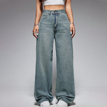 👖 50% RABATT ✨ | Högmidjade Raka Jeans – Förlänger Silhuetten & Retro Denim