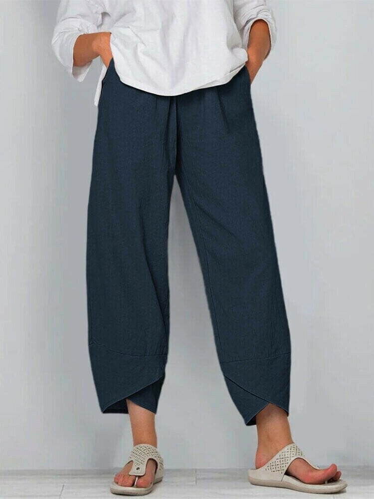 👖 60% RABATT ✨ | Asymmetriska Vintagebyxor – Elastisk Midja & Praktiska Fickor