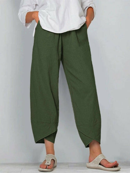 👖 60% RABATT ✨ | Asymmetriska Vintagebyxor – Elastisk Midja & Praktiska Fickor