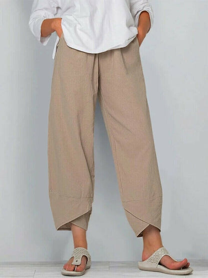 👖 60% RABATT ✨ | Asymmetriska Vintagebyxor – Elastisk Midja & Praktiska Fickor