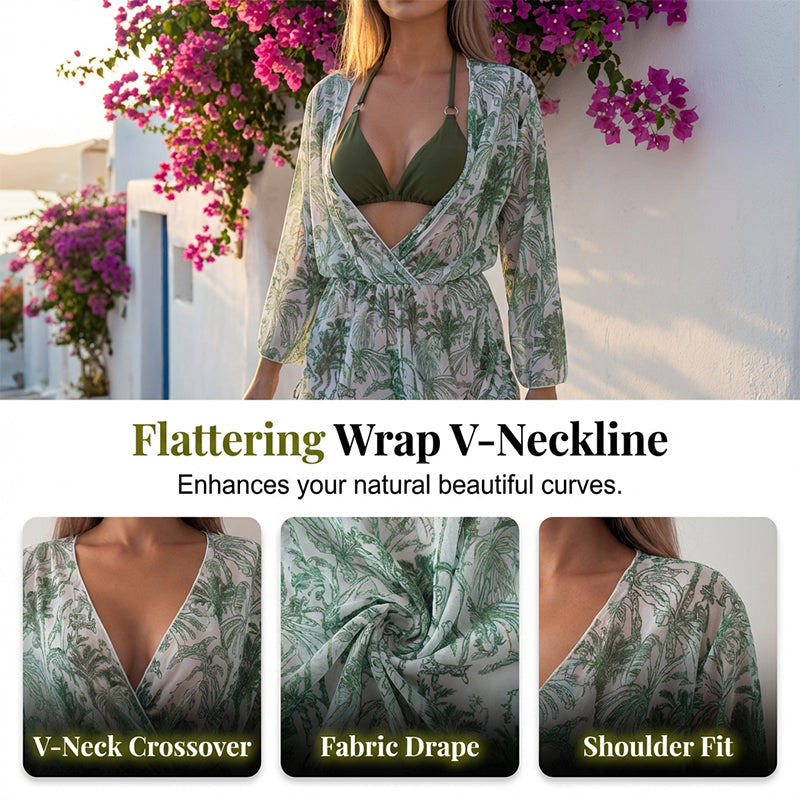 3-delat bikiniset med genomskinlig överde