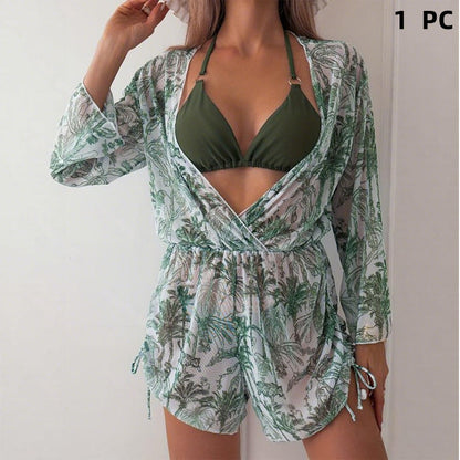 3-delat bikiniset med genomskinlig överde