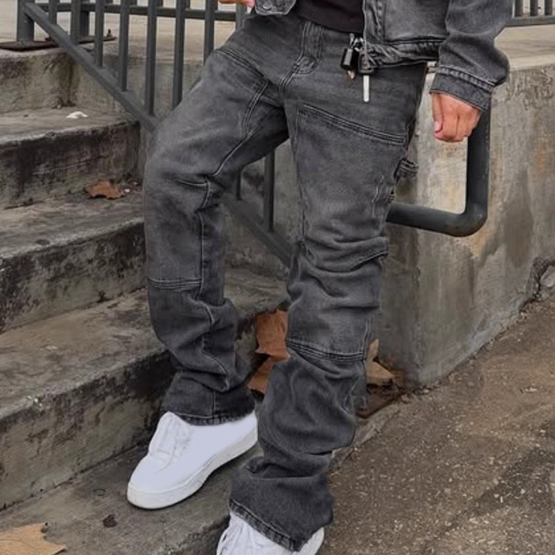 Jeans med utsvängda ben i flera lager för män