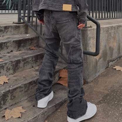 Jeans med utsvängda ben i flera lager för män