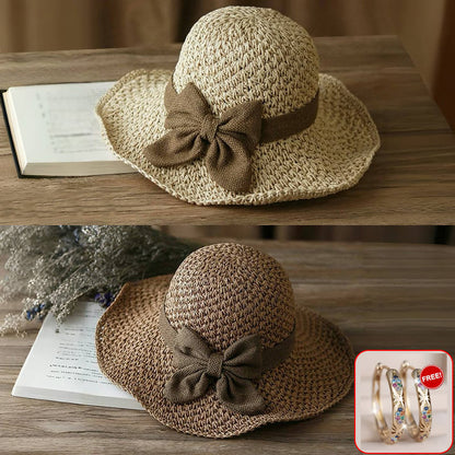 🎀 50% RABATT 👒 | Stråhatt med Retrobåge – Hopfällbar & Andningsbar för Sommaren