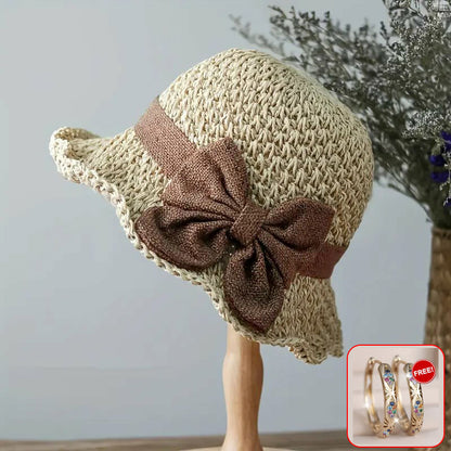 🎀 50% RABATT 👒 | Stråhatt med Retrobåge – Hopfällbar & Andningsbar för Sommaren