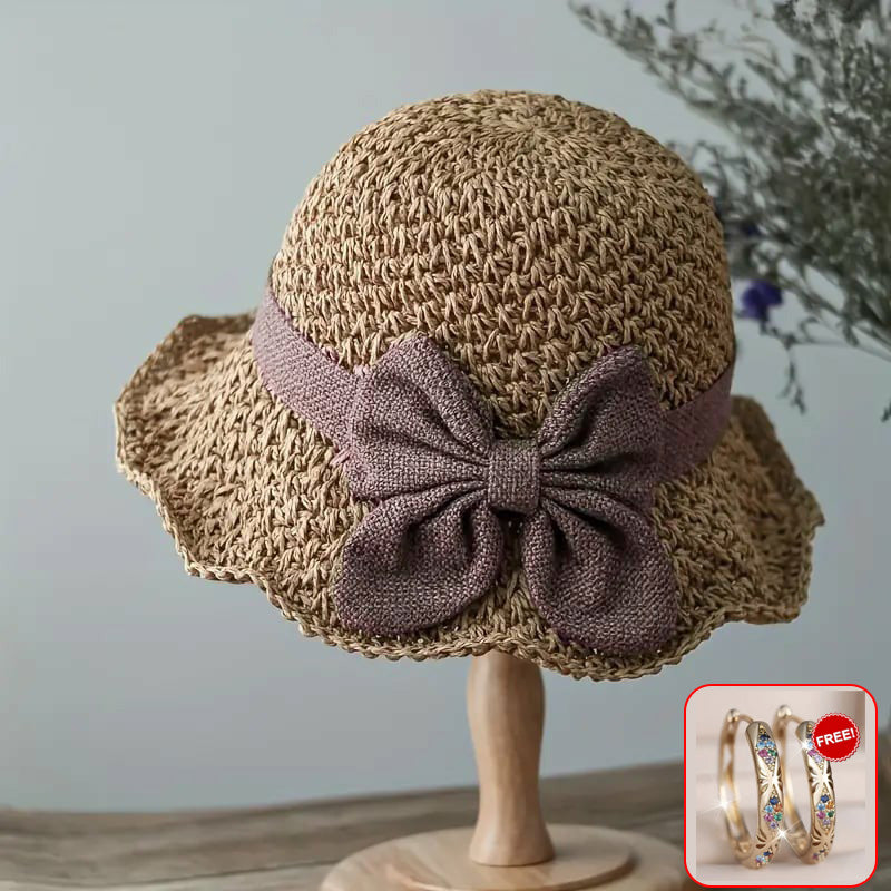 🎀 50% RABATT 👒 | Stråhatt med Retrobåge – Hopfällbar & Andningsbar för Sommaren