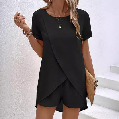 🌿✨ 61% rabatt 💥 Trendigt damset med topp & shorts 👗 enfärgat, lätt tyg & perfekt för svensk sommar ☀️