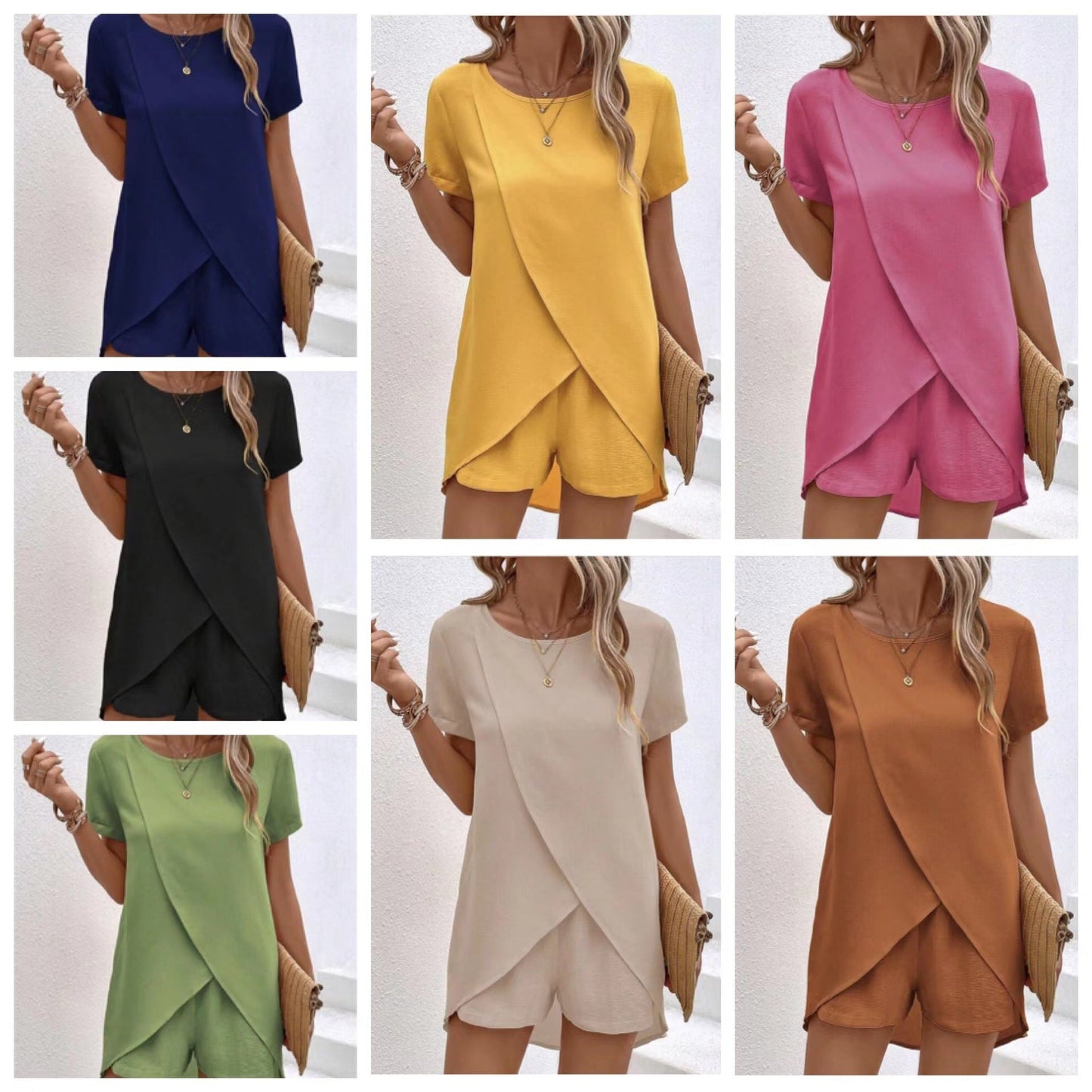 🌿✨ 61% rabatt 💥 Trendigt damset med topp & shorts 👗 enfärgat, lätt tyg & perfekt för svensk sommar ☀️