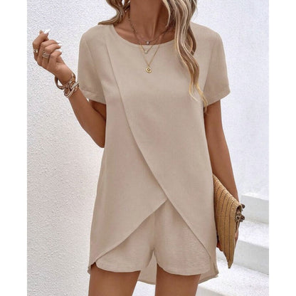 🌿✨ 61% rabatt 💥 Trendigt damset med topp & shorts 👗 enfärgat, lätt tyg & perfekt för svensk sommar ☀️