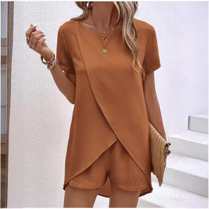 🌿✨ 61% rabatt 💥 Trendigt damset med topp & shorts 👗 enfärgat, lätt tyg & perfekt för svensk sommar ☀️