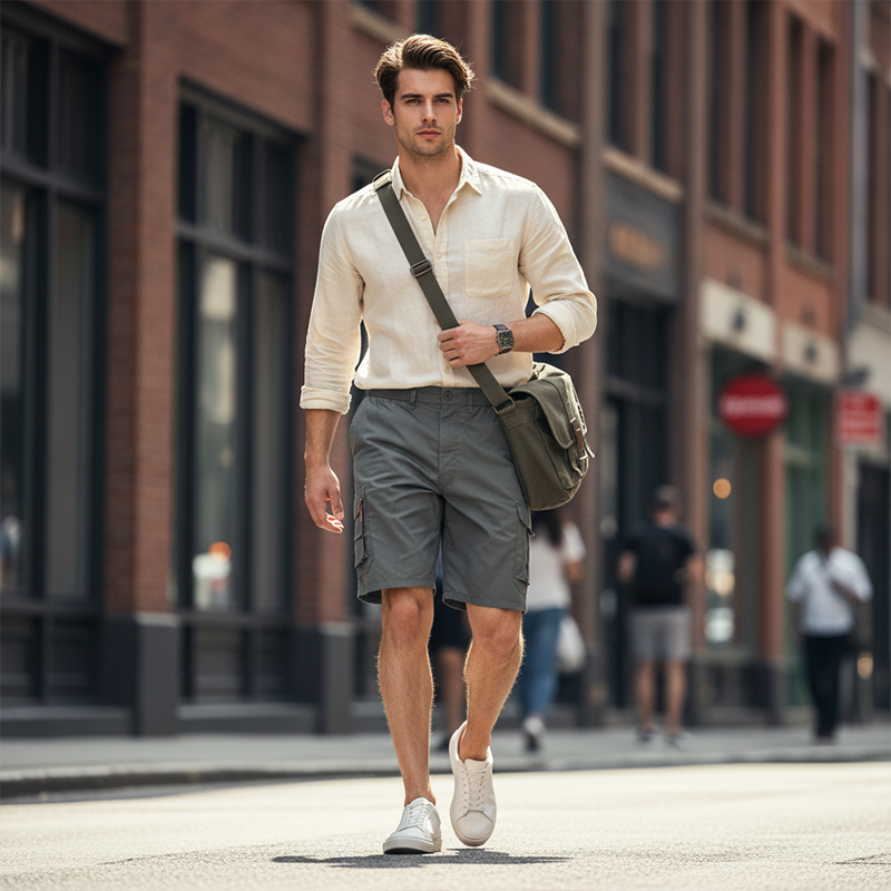 Casual-cargoshorts för män med resår i midjan