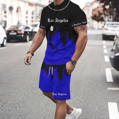 Mäns grafiska tryck T-shirt och shorts uppsättning