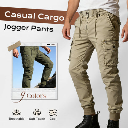 Casual joggingbyxor i cargostil för män med fickor