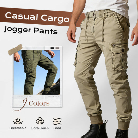 Casual joggingbyxor i cargostil för män med fickor
