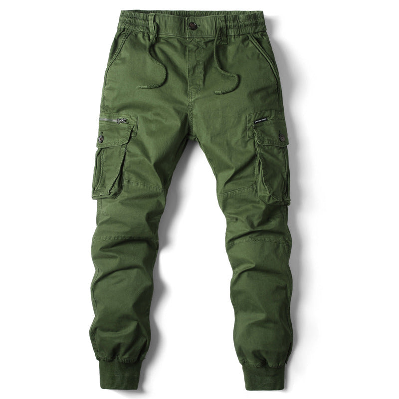 Casual joggingbyxor i cargostil för män med fickor