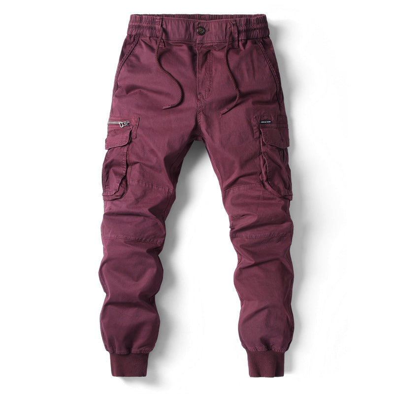 Casual joggingbyxor i cargostil för män med fickor