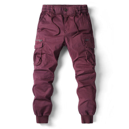 Casual joggingbyxor i cargostil för män med fickor