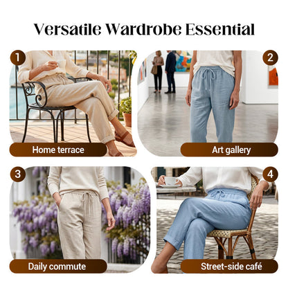 👖 50 % RABATT NU! ⚡ Avslappnade byxor i bomull och linne för kvinnor – hudvänliga, andas, lös passform och en design som passar till allt i vardagen ☁️
